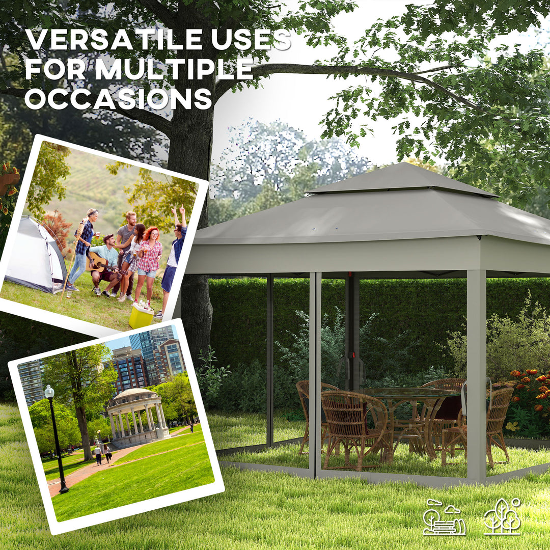 3 x 3(m) Pop Up Gazebo, Double-roof Garden Tent with Netting and Carry Bag, Party Event Shelter for Outdoor Patio, Dark Grey