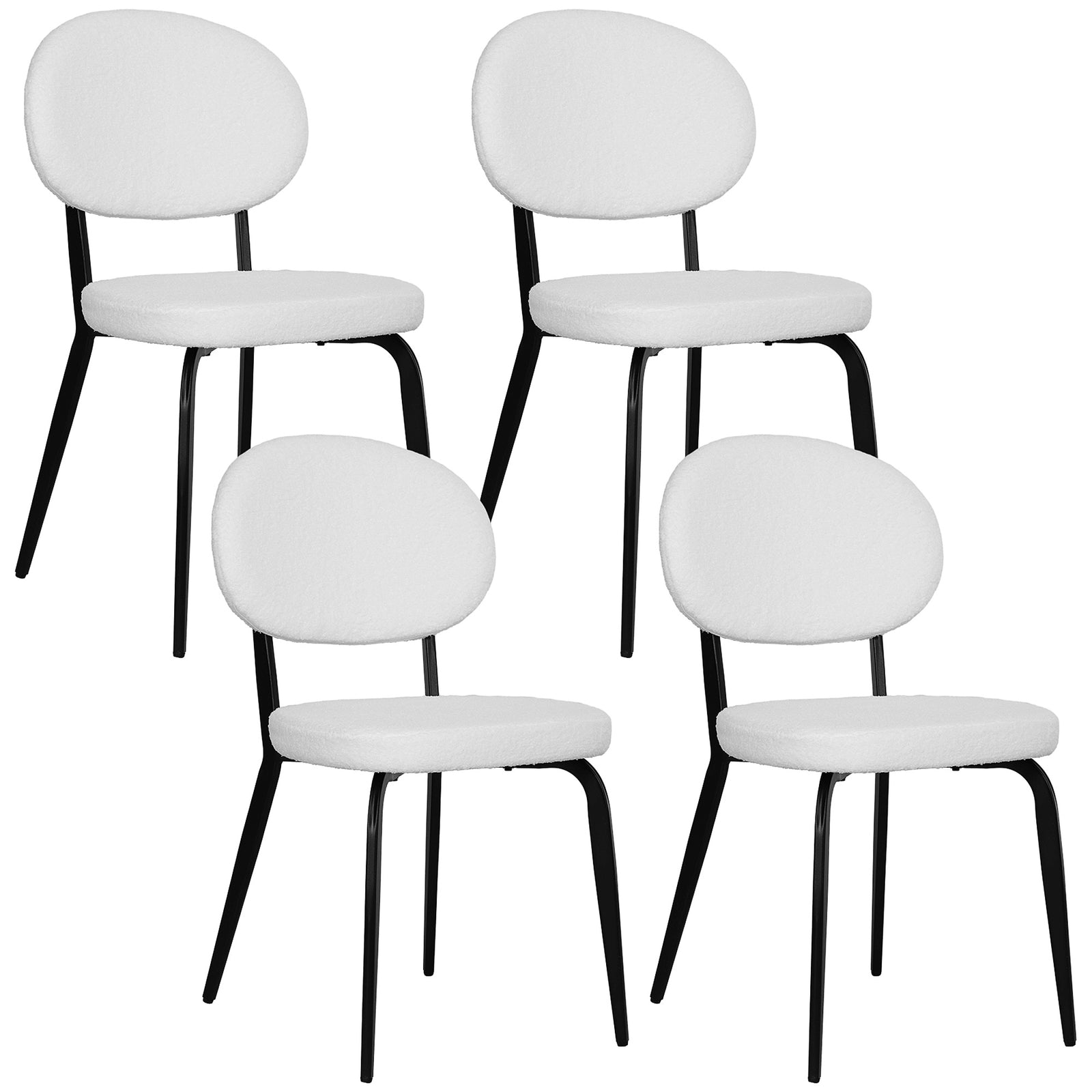 Set of Four Boucle Dining Chairs - White