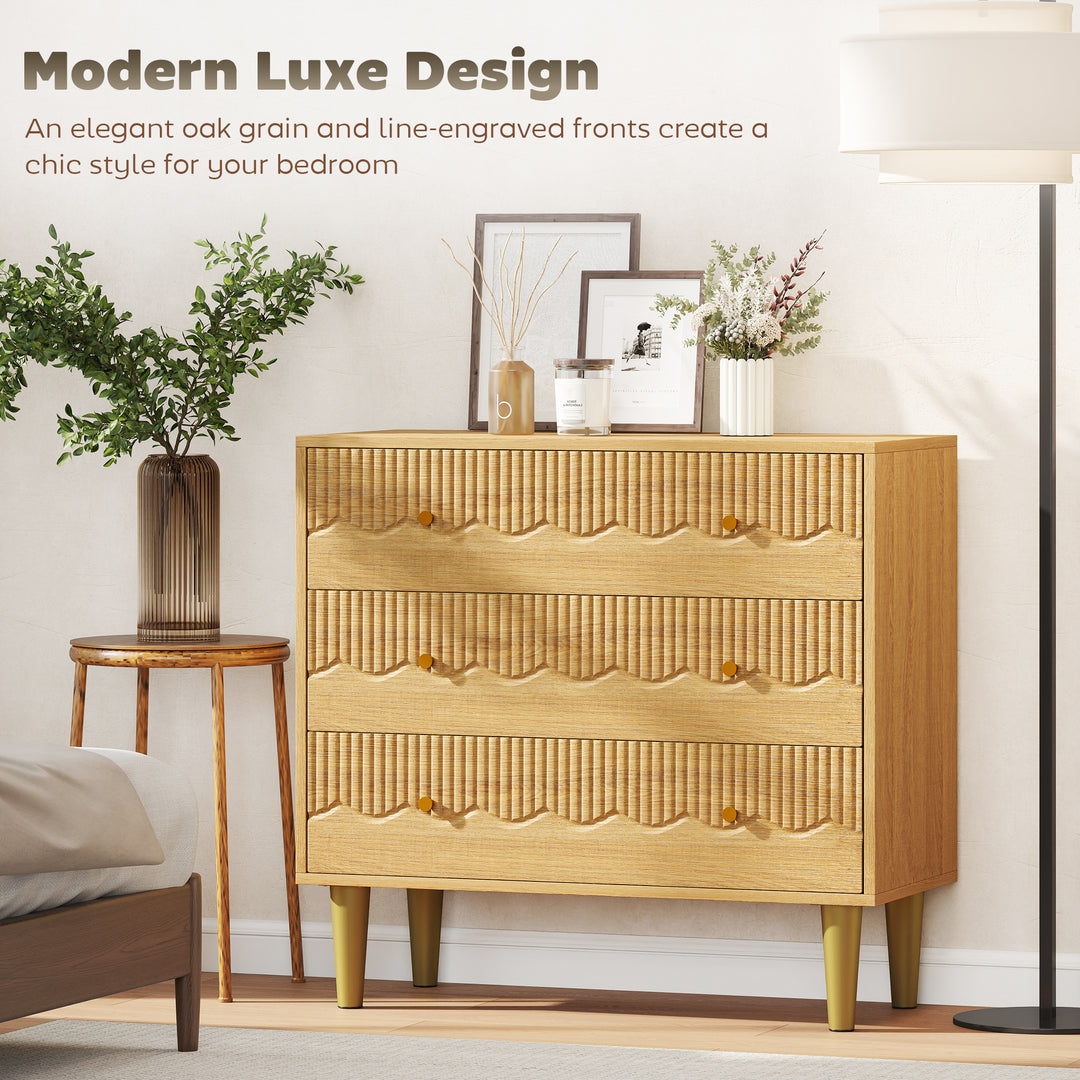 Dresser for Bedroom 3 Drawer Chest of Drawers with Steel Frame for Liv