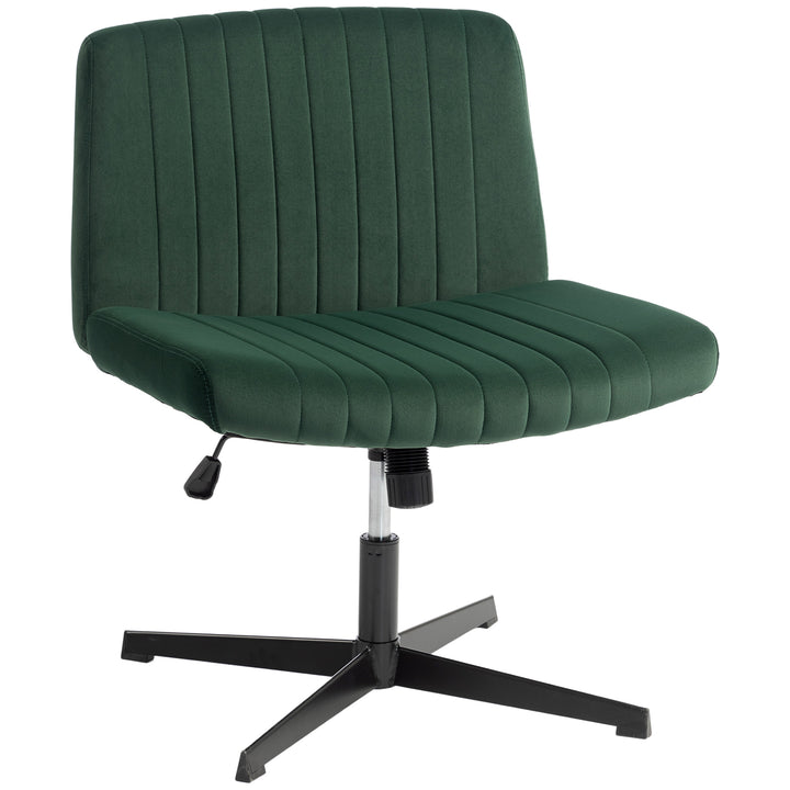 Flannel Criss Cross Legged Desk Chair, Armless Office Chair No Wheels,