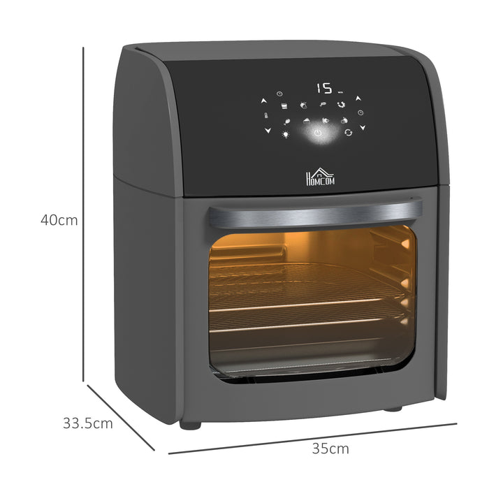 HOMCOM Digital Air Fryer Oven: 12L Capacity, 8 Presets, Rapid Air Circulation, Memory Function, Grey | Aosom UK