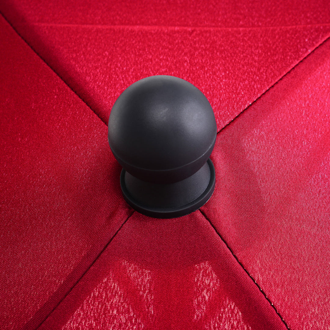 MCL Garden Parasol Umbrella, Outdoor Market Table Umbrella with Ruffles & Aluminium Pole, Rectangular Tilting Parasol Sun Shade Canopy, 2 x 1.3m, Red