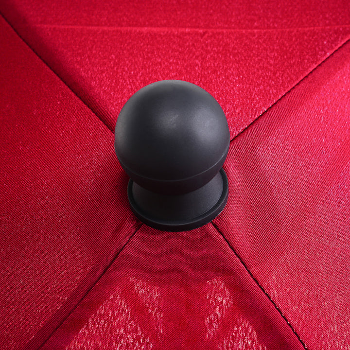 MCL Garden Parasol Umbrella, Outdoor Market Table Umbrella with Ruffles & Aluminium Pole, Rectangular Tilting Parasol Sun Shade Canopy, 2 x 1.3m, Red