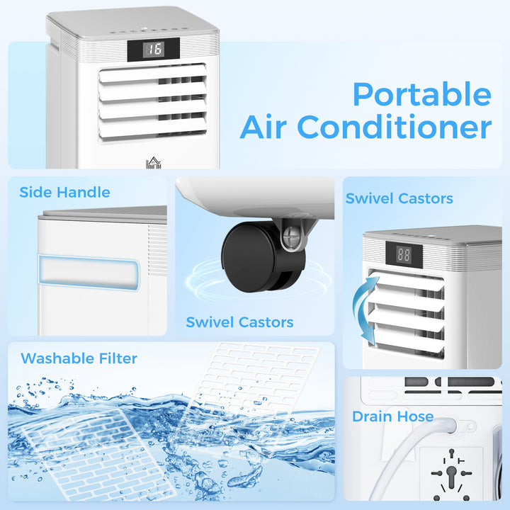 MCL 7000 BTU Air Conditioning Unit, 3-in-1 Portable Air Conditioner, Dehumidifier, Cooling Fan with Remote Control, LED Display, 2 Speeds, 24H Timer, Window Venting Kit, 15m²