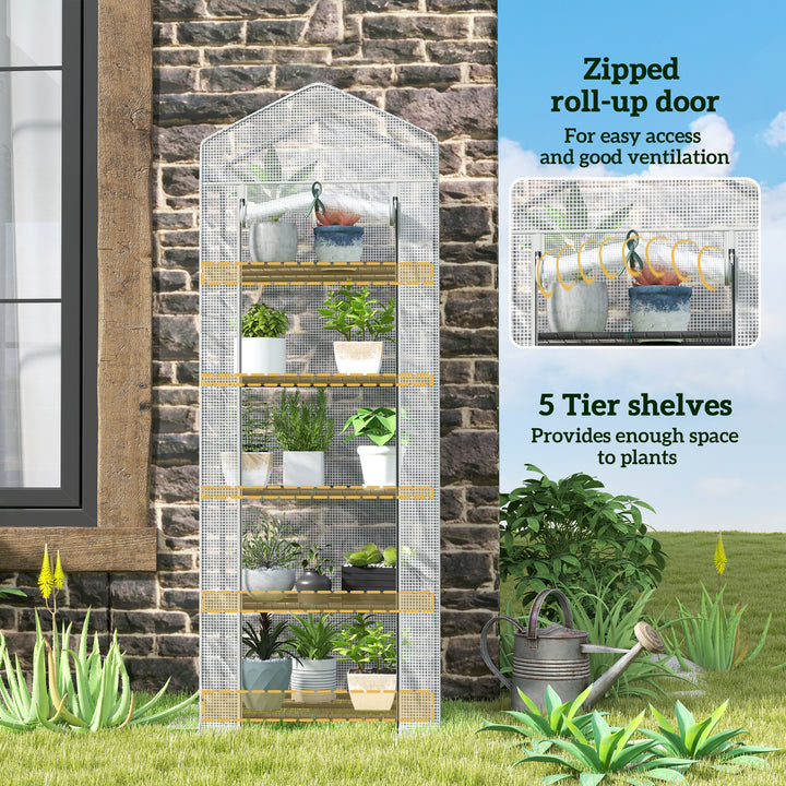 193cm Five Shelf Mini Greenhouse - White