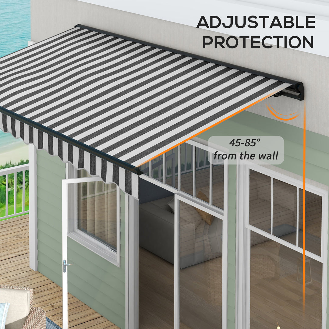 2.5 x 3.5m Aluminium Frame Electric Awning, with Remote - Grey/White