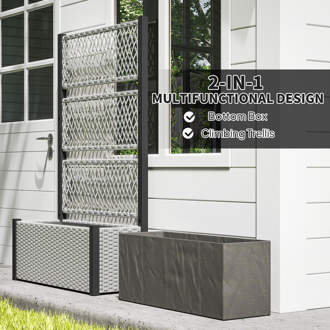 Garden Planter Box with Trellis, Liner for Climbing Plants, Vegetables, Flowers, 90 x 35 x 148 cm, Mixed-grey