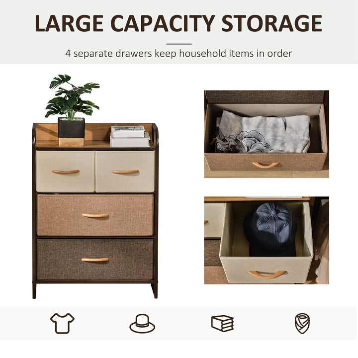 MCL 4-Drawer Dresser, 3-Tier Storage Organizer, Tower Unit for Bedroom Hallway Closets with Steel Frame Wooden Top