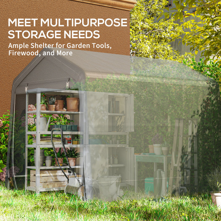 8 x 6.5 ft Outdoor Garden Storage Shed, Waterproof Bike Tent w/ Double