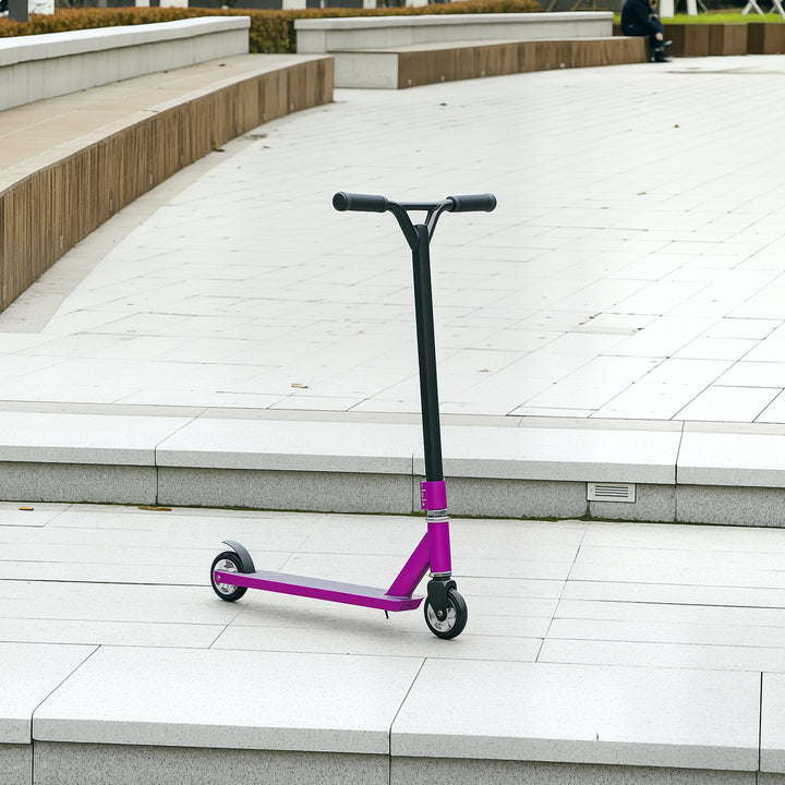 Stunt Scooter, 360° Entry Level Tricks Scooter w/ Lightweight Aluminium Deck and ABEC 7 Bearing, For Age 14+ Beginners, Purple