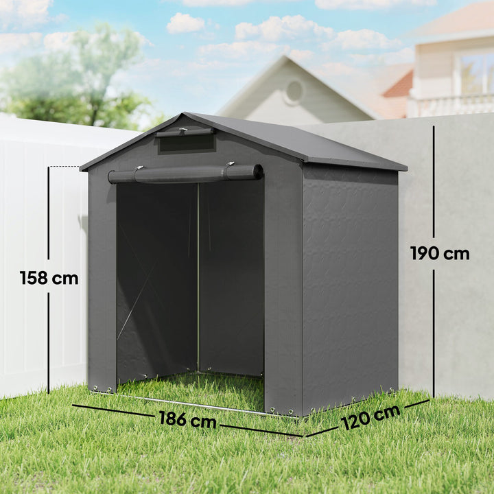 6 x 4 ft Outdoor Garden Storage Shed, Waterproof Bike Tent with Vent and Roll-Up Zipper Door