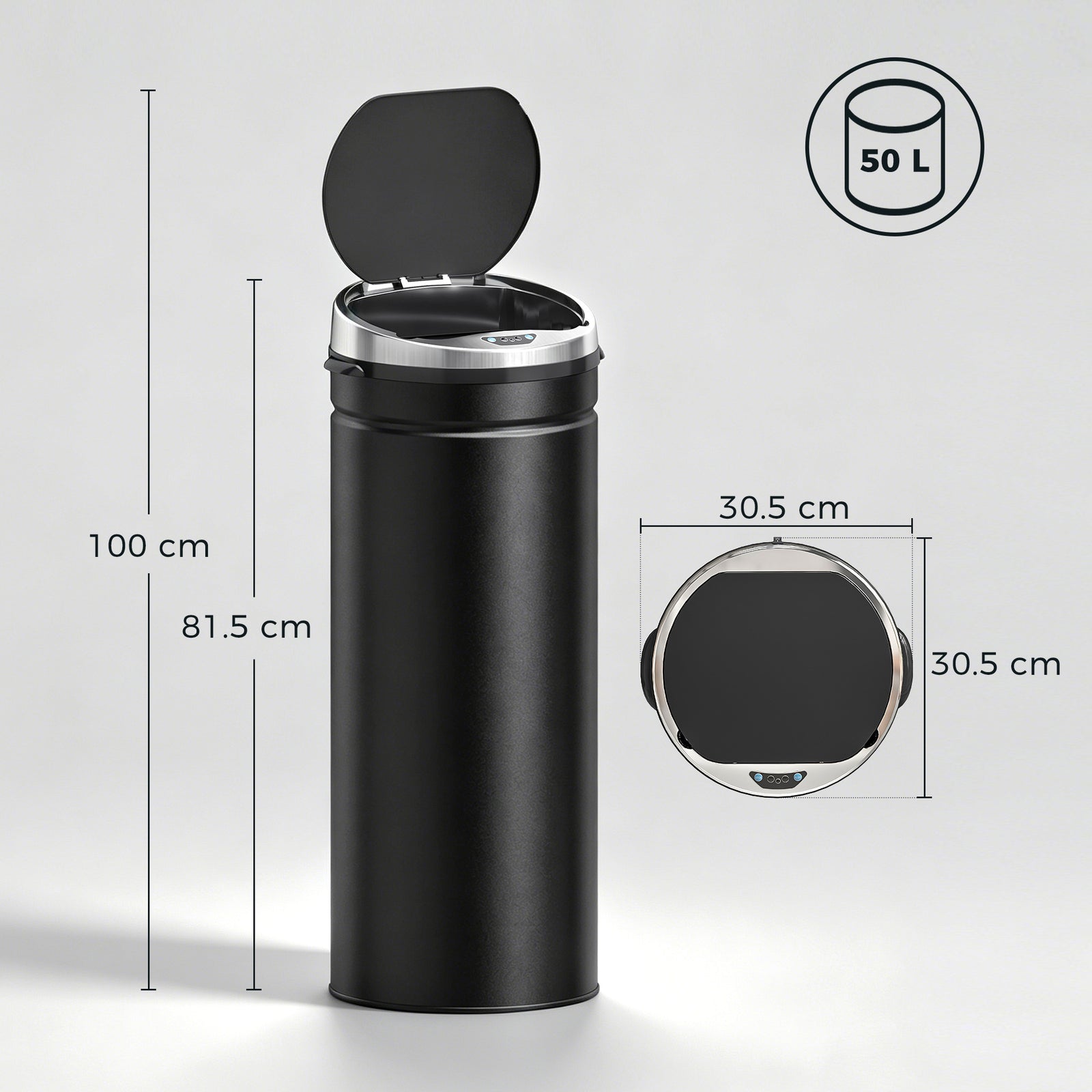 50L Automatic Motion Sensor Rubbish Bin with Fingerprint Resistant, St