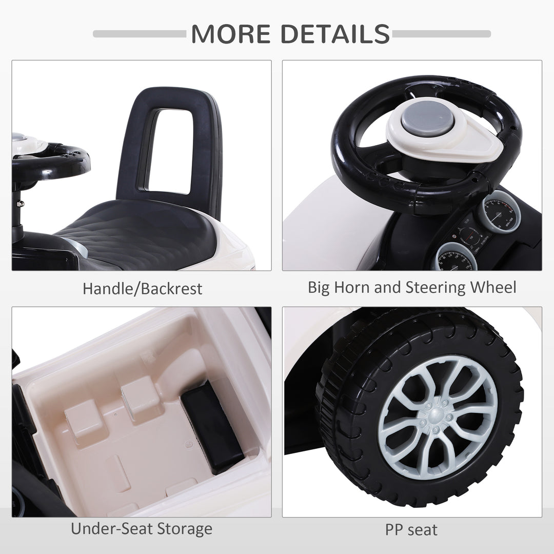 MCL 3-in-1 Ride On Car Foot To Floor Slider Toddler w/ Horn Steering Wheel NO POWER Manual Under Seat Storage Safe Design for 1-3 Year Old White
