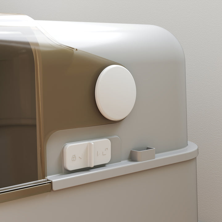 XXL Stainless Steel Cat Litter Tray, Enclosed Cat Litter Box with 90° Flip Cover, Double Doors, Scoop, Easy Clean