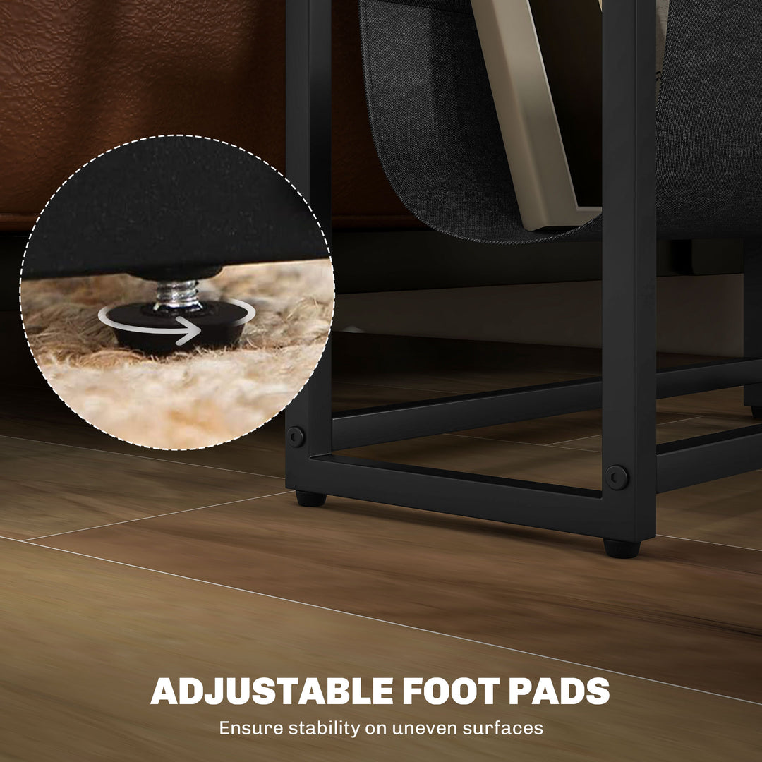 MCL Narrow Side Table, End Table with 3-Tier Storage, V-Shaped Magazine Holder for Living Room, Bedroom, 43 x 18 x 56 cm, Ru