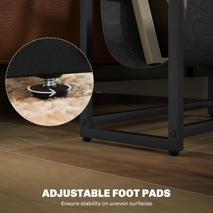 MCL Narrow Side Table, End Table with 3-Tier Storage, V-Shaped Magazine Holder for Living Room, Bedroom, 43 x 18 x 56 cm, Ru