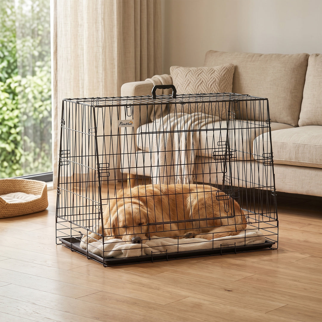 35"(90 cm) Car Dog Crate Medium Large Collapsible Slanted Travel Dog C