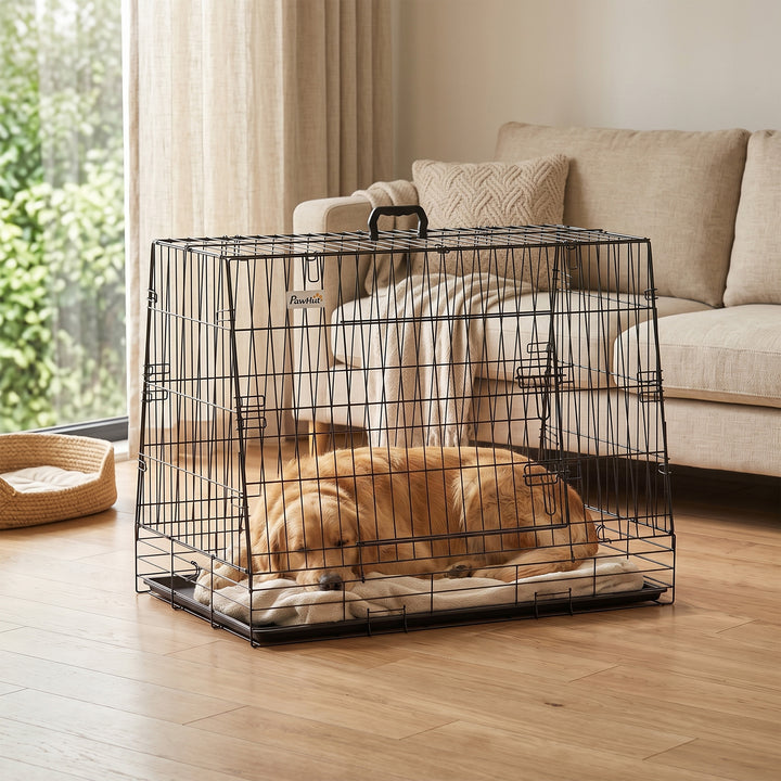 35"(90 cm) Car Dog Crate Medium Large Collapsible Slanted Travel Dog C
