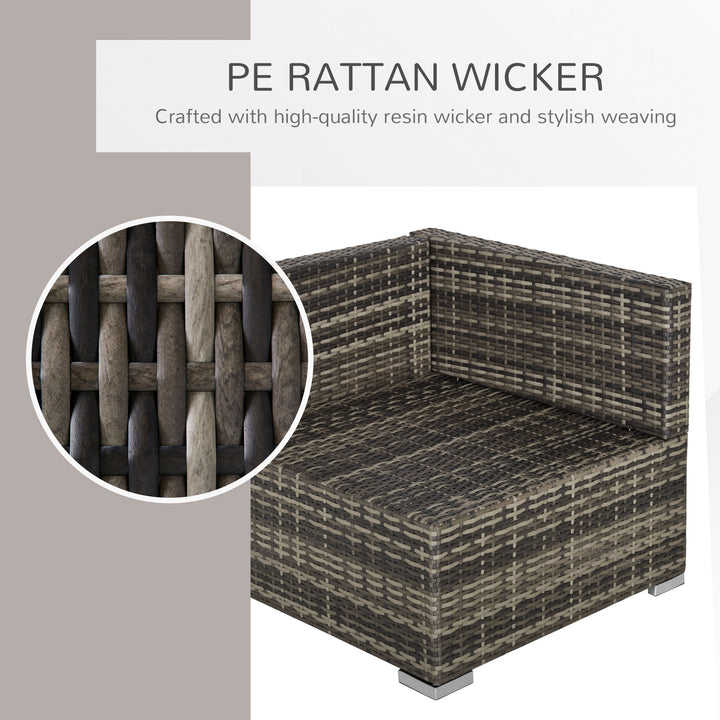 7 Pieces Outdoor PE Rattan Corner Sofa Set, Patio Wicker Conversation Chaise Lounge Furniture w/ Tempered Glass Table-top & Soft Padded Cushion for Garden, Backyard, Lawn, Dark Grey