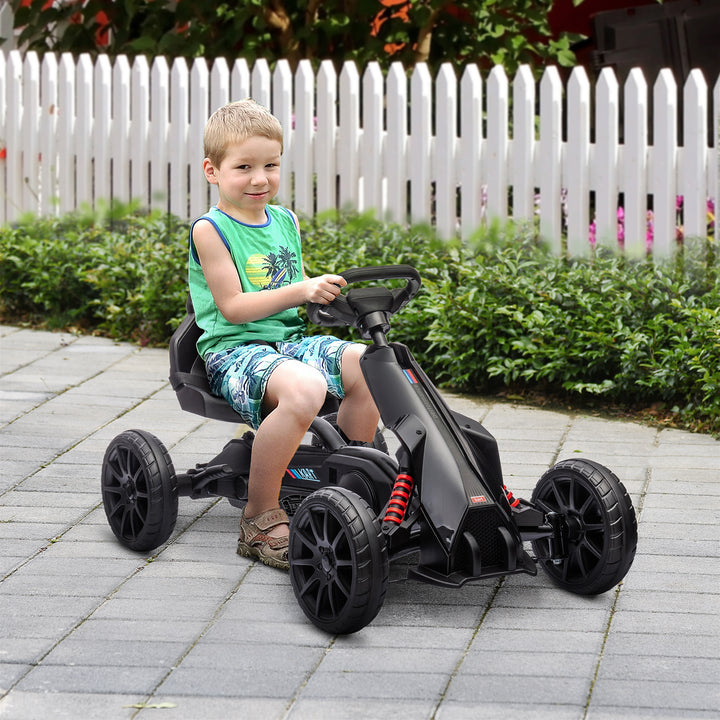 HOMCOM Children Pedal Go Kart, Kids Ride on Racer w/ Adjustable Seat, Shock Absorption EVA Tyres, Handbrake, for Kids Aged 3