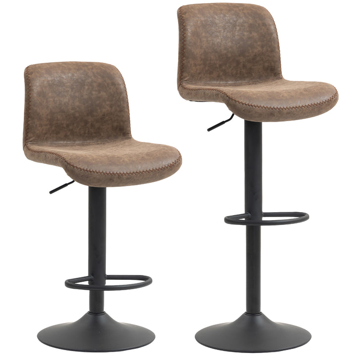 Bar Stools Set of 2, PU Leather Barstools with Backrest and Footrest f