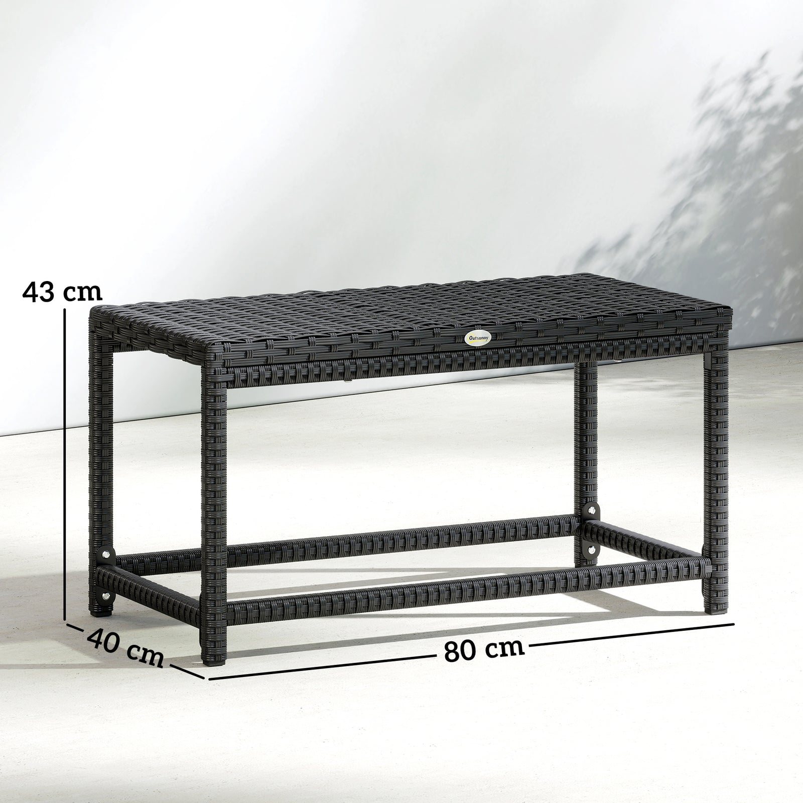 Outdoor Coffee Table Side Table with Rectangular Frame for Patio, Balc