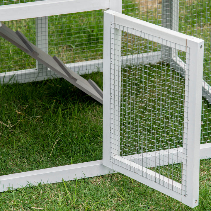 Two-Tier Rabbit Hutch, with Sunlight Panel Roof, Slide-Out Tray - Grey
