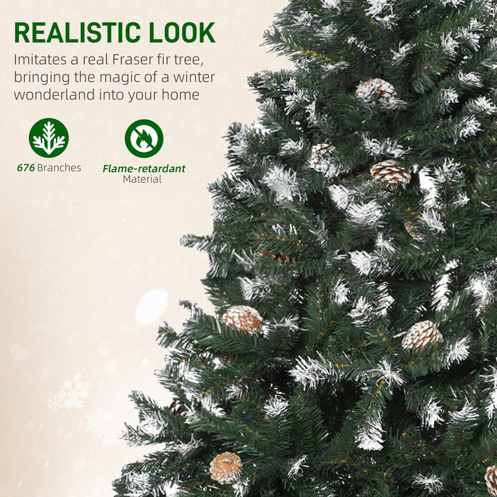 5FT Artificial Christmas Tree with Pine Cones, Holiday Home Xmas Decoration Automatic Open, Green