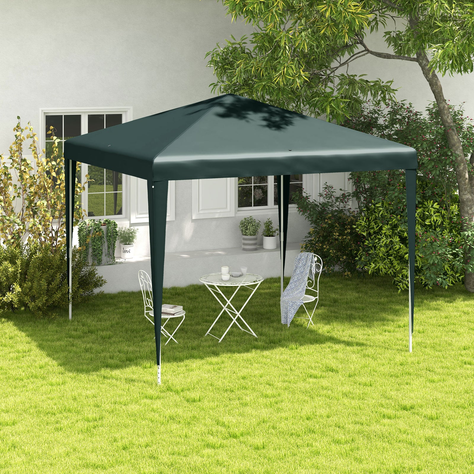 2.7m x 2.7m Garden Gazebo Marquee Party Tent Wedding Canopy Outdoor(Dark Green)