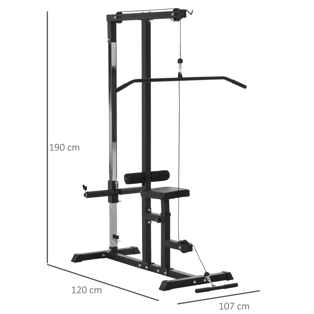 HOMCOM Power Tower Adjustable Pulldown Machine, Dip Station Stand Weighted Ab Crunches Workout Abdominal Exercise For Home Gym Tower Body Building