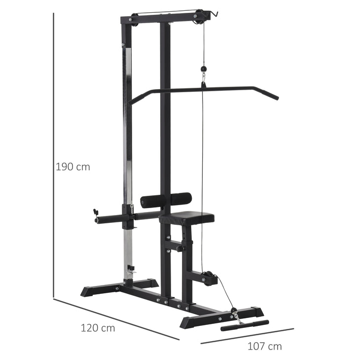 HOMCOM Power Tower Adjustable Pulldown Machine, Dip Station Stand Weighted Ab Crunches Workout Abdominal Exercise For Home Gym Tower Body Building