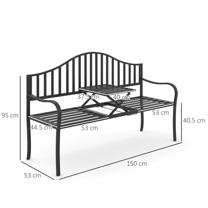 Metal Bench W/Table, 150Lx53Wx95H cm