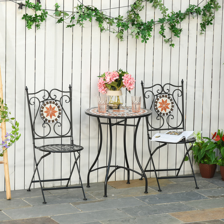 Three-Piece Mosaic Bistro Table Set - Multicoloured