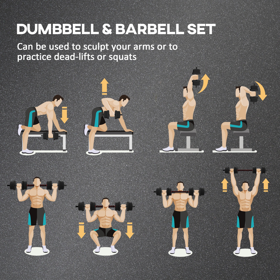 20kg 2 IN 1 Adjustable Dumbbells Weight Set, Dumbbell Hand Weight Barbell for Body Fitness, Lifting Training for Home, Office, Gym, Black