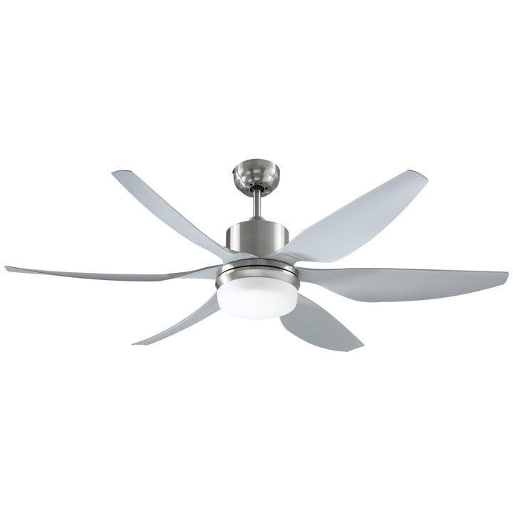 HOMCOM Reversible Ceiling Fan with Light, 6 Blades Indoor Modern Mount LED Lighting Fan with Remote Controller, for Bedroom, Silver | Aosom UK