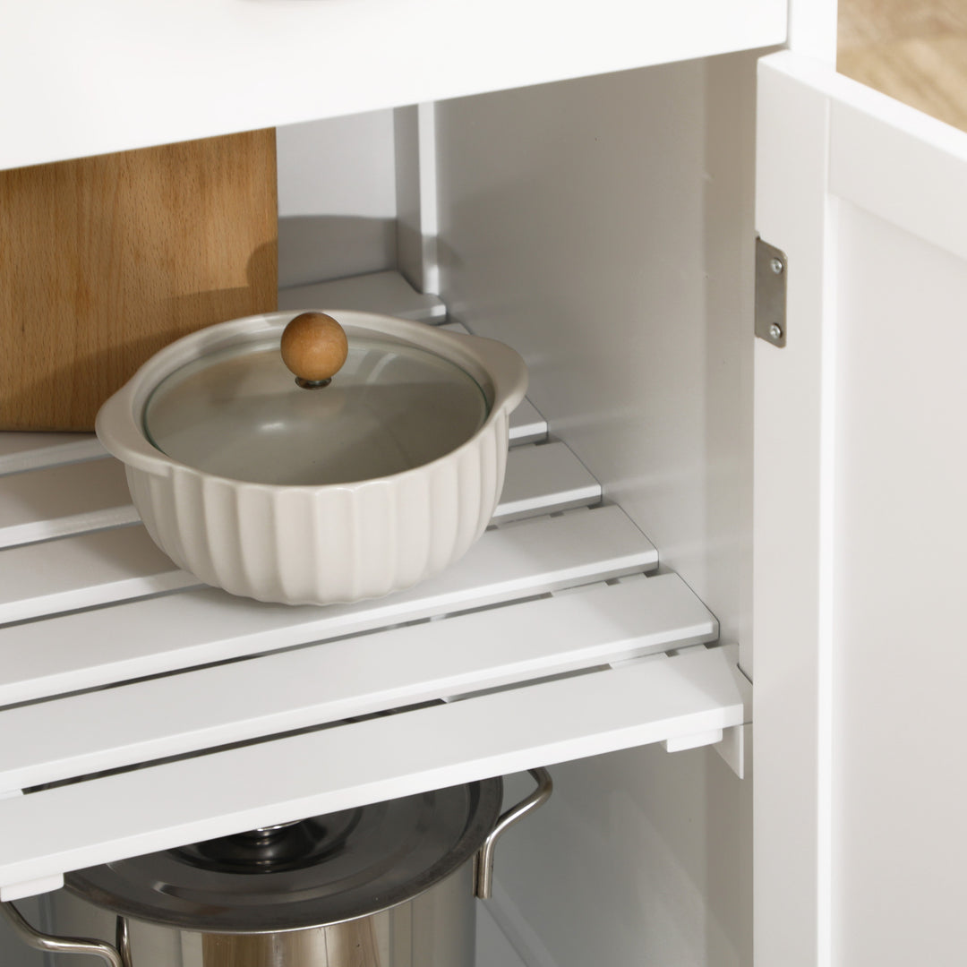 MCL Compact Kitchen Trolley Utility Cart on Wheels with Wine Rack, Drawer, Open Shelf and Storage Cabinet for Dining Room, White