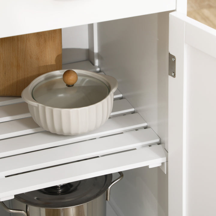 MCL Compact Kitchen Trolley Utility Cart on Wheels with Wine Rack, Drawer, Open Shelf and Storage Cabinet for Dining Room, White