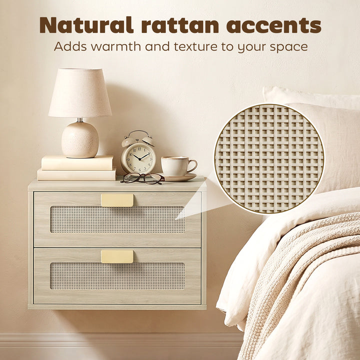 Modern Floating Nightstands Set of 2, Wall Mounted Bedside Tables with
