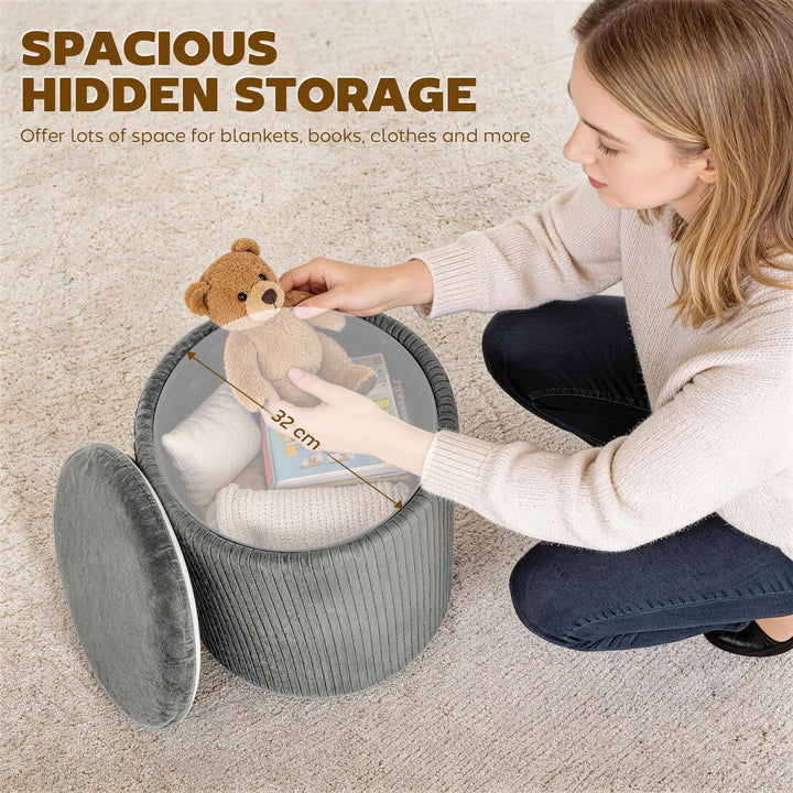 Storage Ottoman Modern Velvet Round Foot Stool for Living Room Bedroom