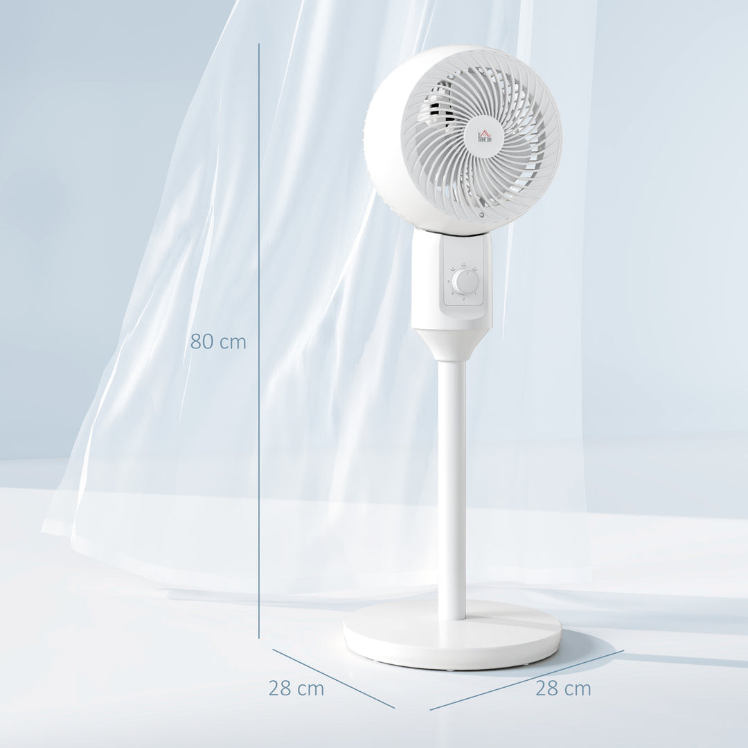 9" Pedestal Fan, 70° Oscillation 90° Vertical Tilt Oscillating Air Circulator with 3 Speeds, Standing Fan for Home Office, Bedroom, White