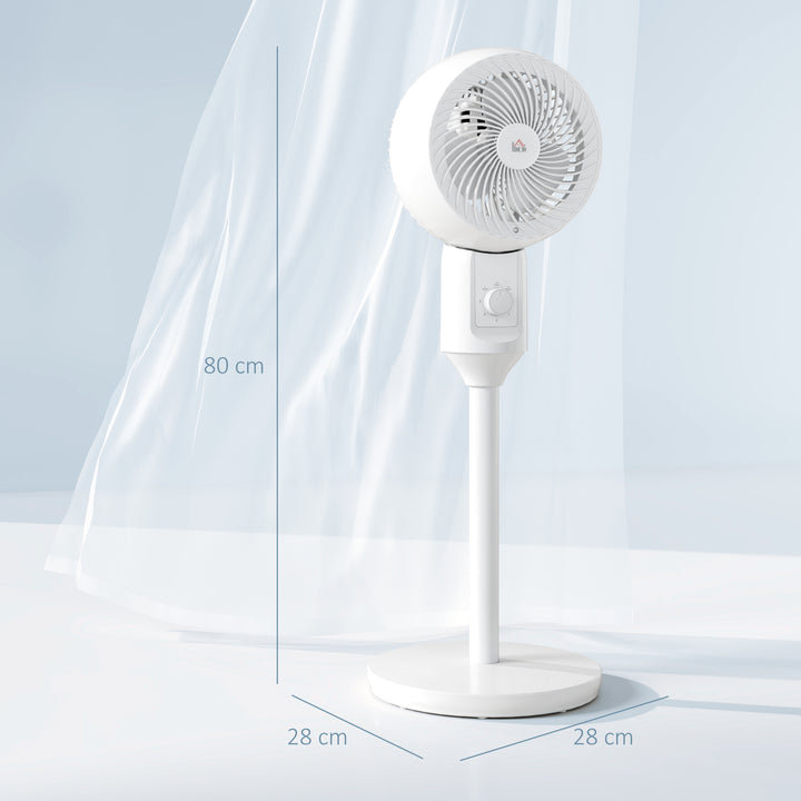 9" Pedestal Fan, 70° Oscillation 90° Vertical Tilt Oscillating Air Circulator with 3 Speeds, Standing Fan for Home Office, Bedroom, White