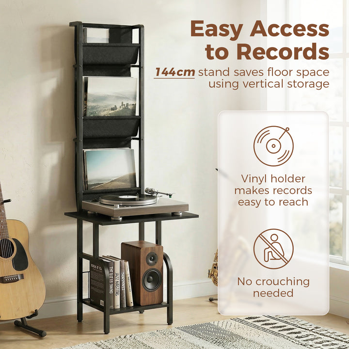 Vinyl Record Player Stand Record Storage with Player Stand Oxford Fabr