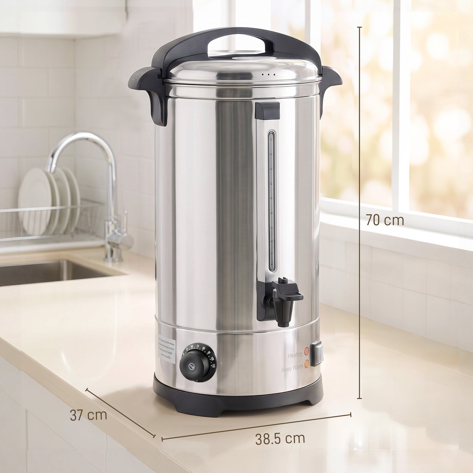 24L Catering Urn, 2500W Stainless Steel Hot Water Boiler Dispenser wit