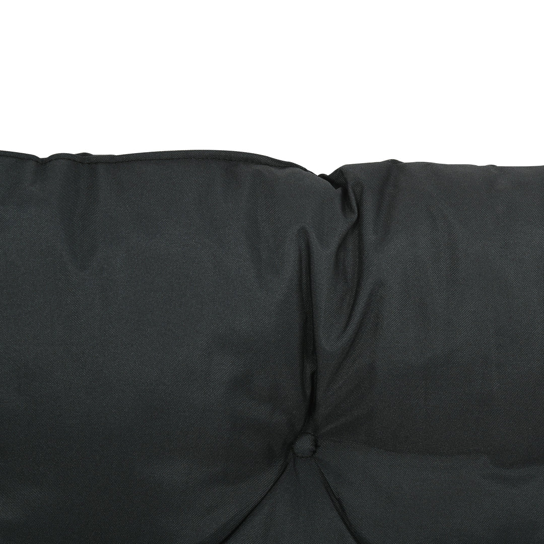 2 Seater Bench Pad, Garden Chair Cushion with Back and Ties for Indoor and Outdoor Use, 98 x 100 cm, Black