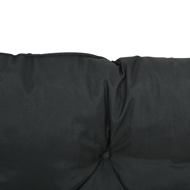 2 Seater Bench Pad, Garden Chair Cushion with Back and Ties for Indoor and Outdoor Use, 98 x 100 cm, Black