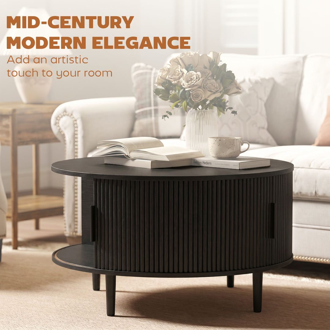 Coffee Table with Lift Top and Hidden Storage, Round Centre Table with
