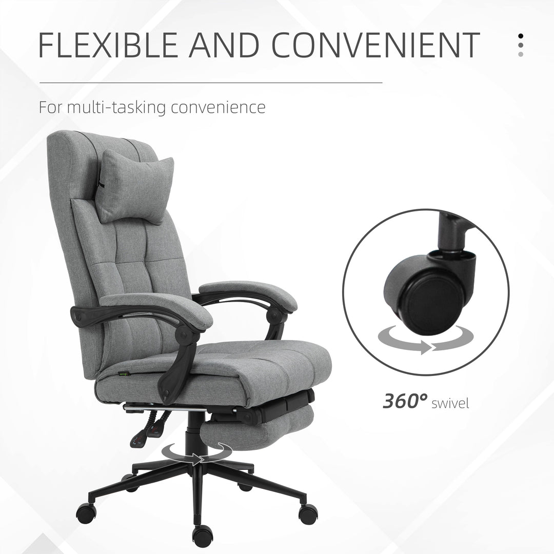 Office Chair with Footrest Ergonomic Office Chair with Armrests Lumber Support and Headrest Light Grey
