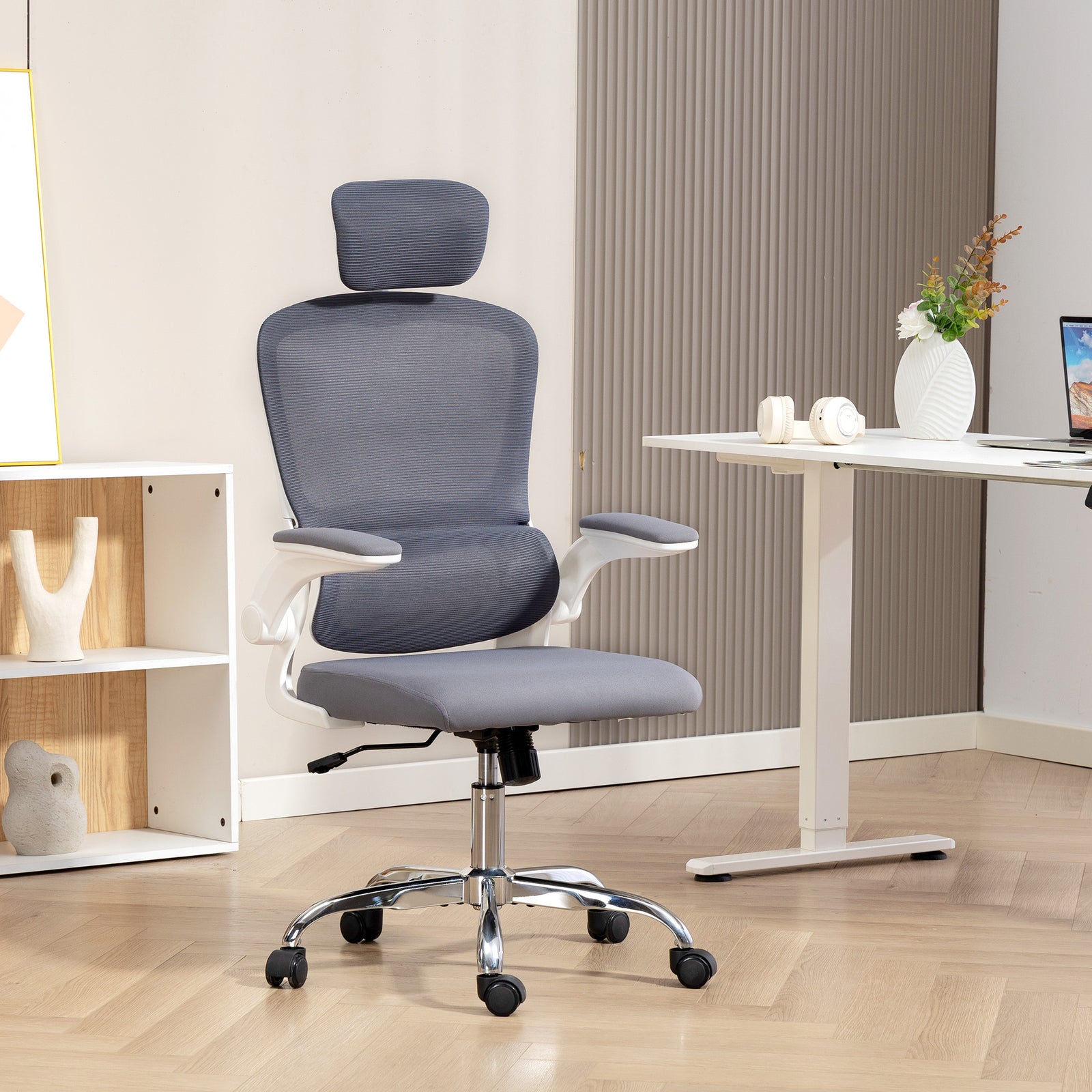 Mesh Back Office Chair, with Lumbar Support - Charcoal Grey