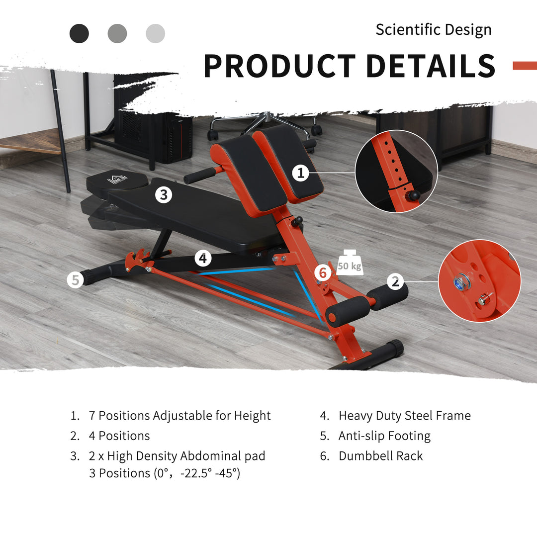 Multifunction Weight Bench with 2 Dumbbells, 7-Level Adjustable Hyper Extension Sit-up Bench