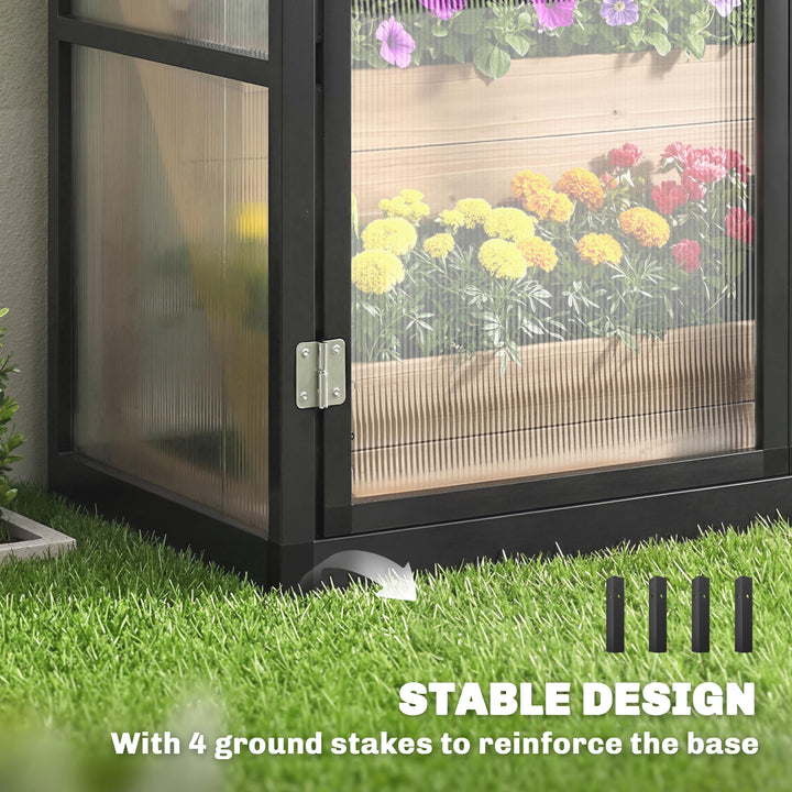 Polycarbonate Greenhouse with Hinged Door, Top Vent, Lean-to Green Hou